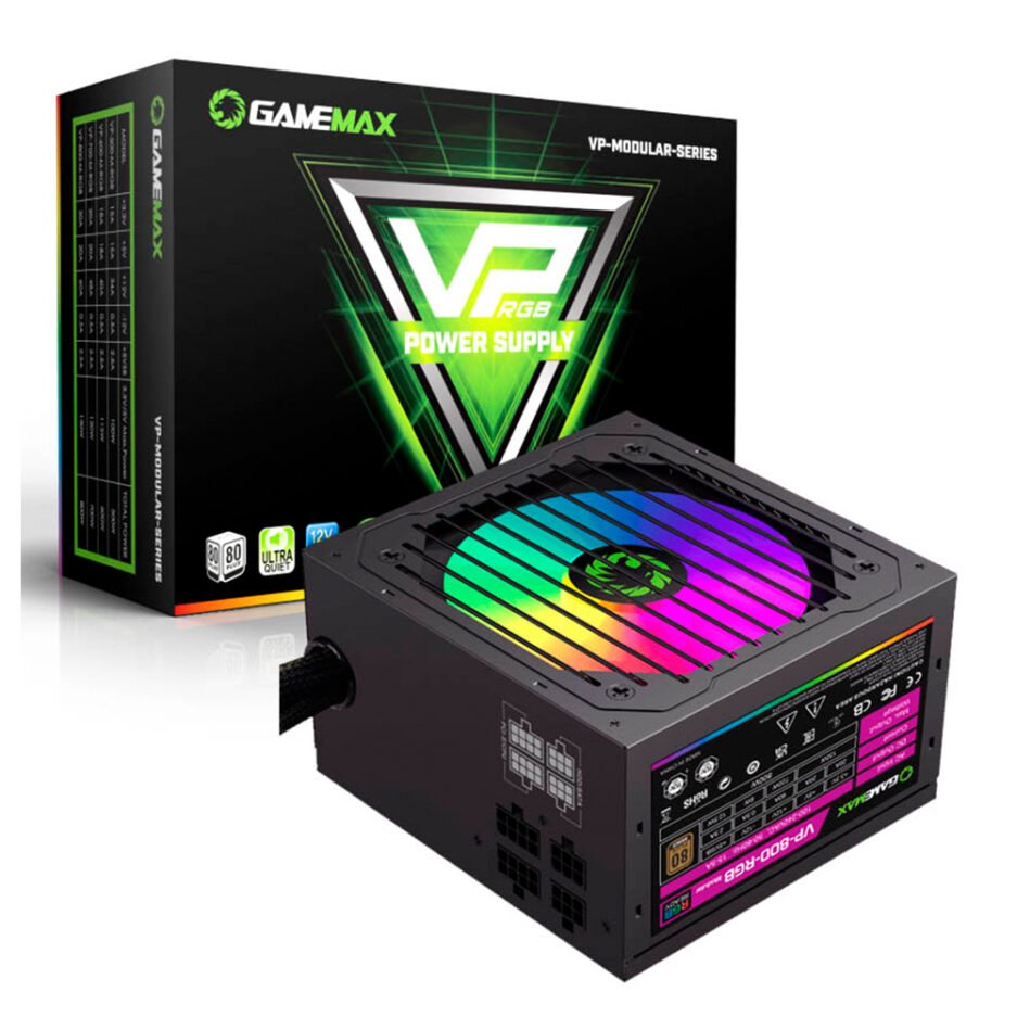 Fuente de Poder Gamemax Semi-Modular VP-800W 80 Plus Bronze RGB