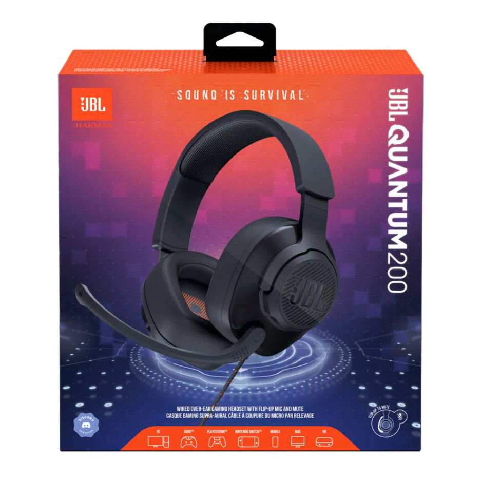 Headset JBL Quantum 200 Micrófono Flip-up 3.5mm + Adaptador