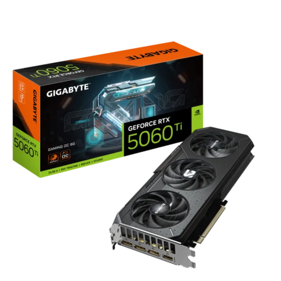 TARJETA DE VIDEO GIGABYTE GEFORCE GAMING OC RTX- 5060TI-GDDR7-8GB-3 VENTILADORES-COLOR BLACK