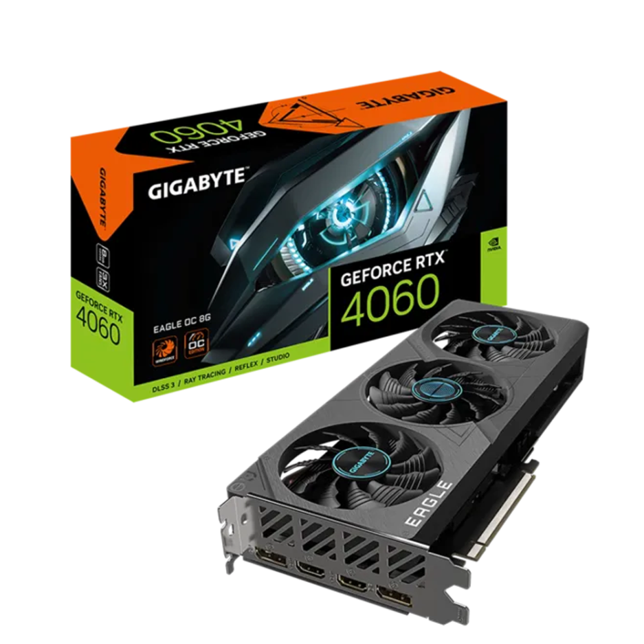 TARJETA DE VIDEO GIGABYTE RTX-4060 EAGLE OC-8GB-GDDR6-3 VENTILADORES-COLOR BLACK