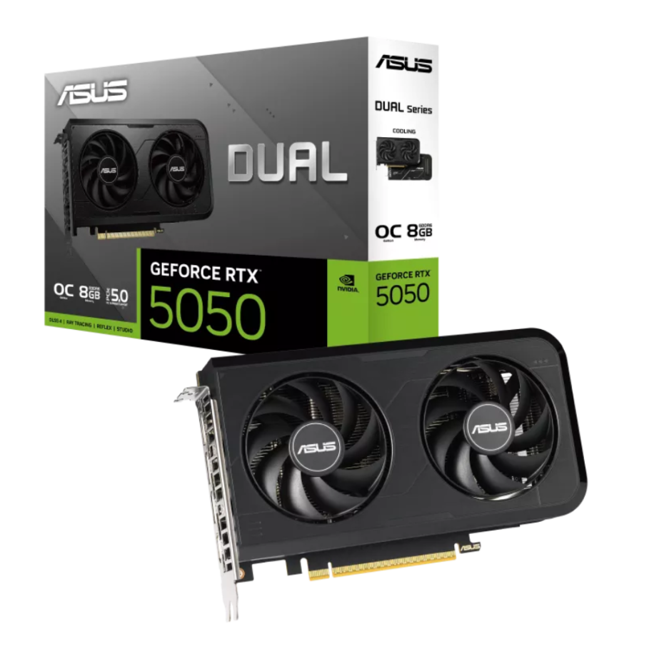 TARJETA DE VIDEO ASUS DUAL GEFORCE RTX-5050-GDDR6-8GB-2 VENTILADORES-COLOR BLACK