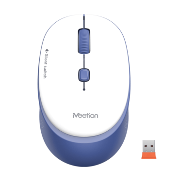 Mouse Meetion R571 Silencioso 1600DPI Conexion Wireless Color White/blue