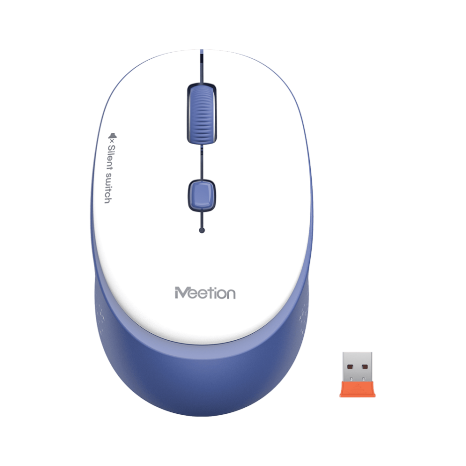Mouse Meetion R571 Silencioso 1600DPI Conexion Wireless Color White/blue