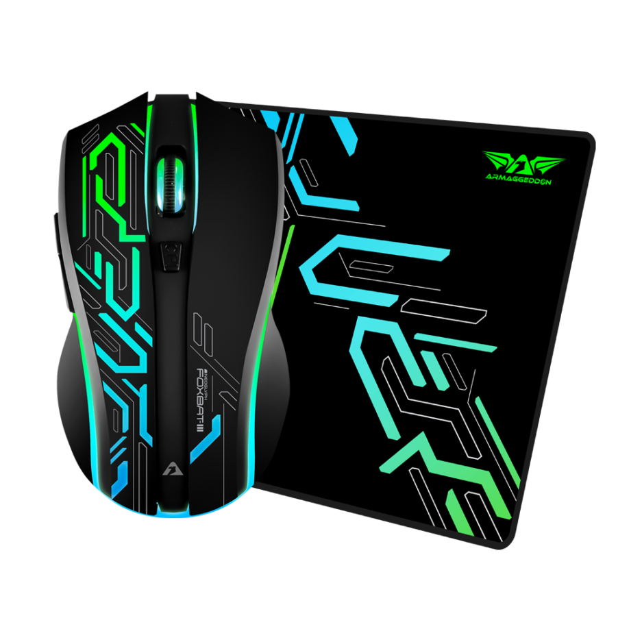 Mouse +mouse PAD Armaggeddon Neoglyph Mikoyan Foxbat-iii RGB 10000DPI Recargable 6BOTONES Programables Conexion Wireless Color Black