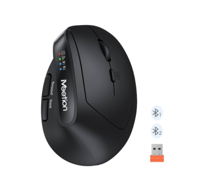 Mouse Ergonomico Meetion BTM008 2400DPI Silencioso Recargable Conexion Bt/wireless Color Black