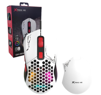 Mouse Xtrike ME GM-316W RGB 7200DPI Tapa Superior Desmontable Conexion USB Color White