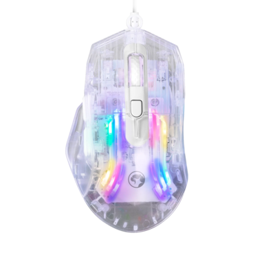 Mouse Marvo Scorpion M413 Transparente 7200DPI 6BOTONES Conexion USB Color Transparente RGB