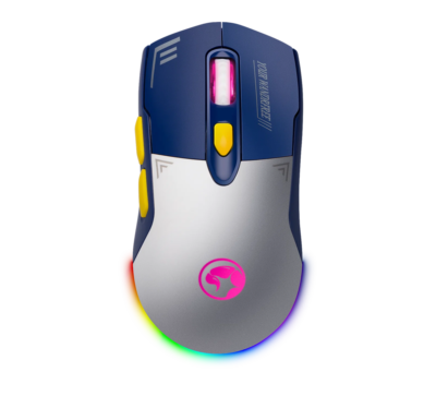 Mouse Marvo Scorpion M803W RGB Recargable 4800DPI 7BOTONES Conexion Wireless Color White/blue