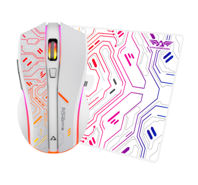 Mouse +mouse PAD ARMAGGEDDON Cyberpunk Mikoyan Foxbat-iii RGB 10000DPI Recargable 6BOTONES Programables Conexion Wireless Color White