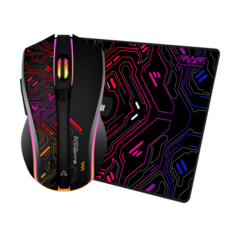 Mouse +mouse PAD Cyberpunk Mikoyan Foxbat-iii RGB 10000DPI Recargable 6BOTONES Programables Conexion Wireless Color Black