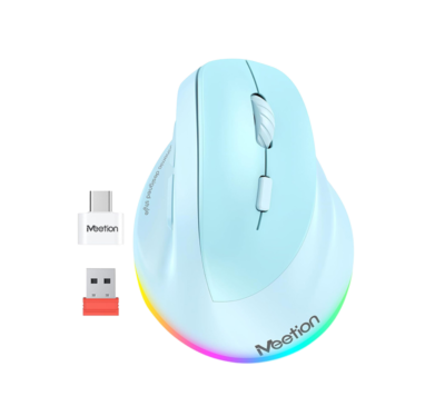 Mouse Ergonomico Meetion BTM010R Conexion Wireless/bt/recargable Incluye Adaptador Tipoc Color Verde