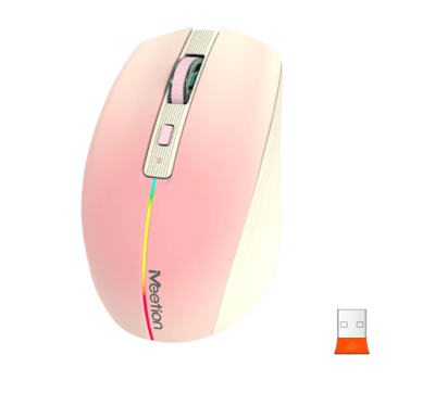 Mouse Meetion Modelo: MT-BTM002 6 Botones 1600DPI RGB Recargable Conexion BT/ Wireless 2.4 Color Pink