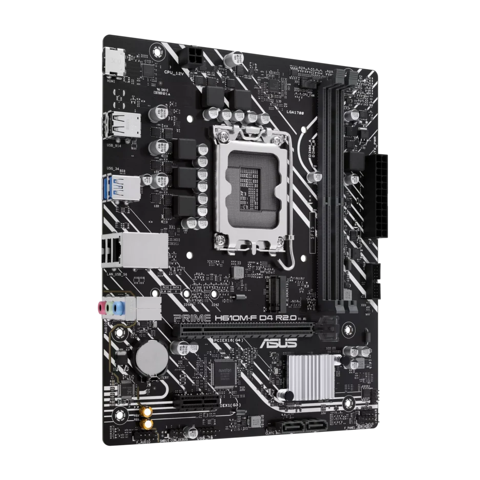 Mainboard Asus Prime H610M-F D4 R2.0 LGA1700 2*DDR4(MAX 64GB) 1*M.2 2*SATA 2*USB 3.0 4*USB 2.01*HDMI 1*RJ45 1*JACK 3.5MM