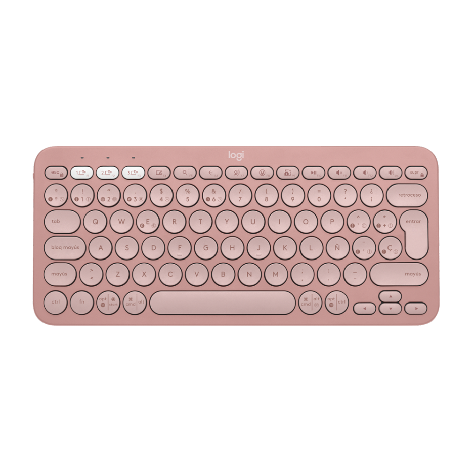 TECLADO LOGITECH PEBBLE KEYS 2 K380S CONECTAR HASTA EN 3 DISPOSITIVOS CONEXION BT COLOR PINK