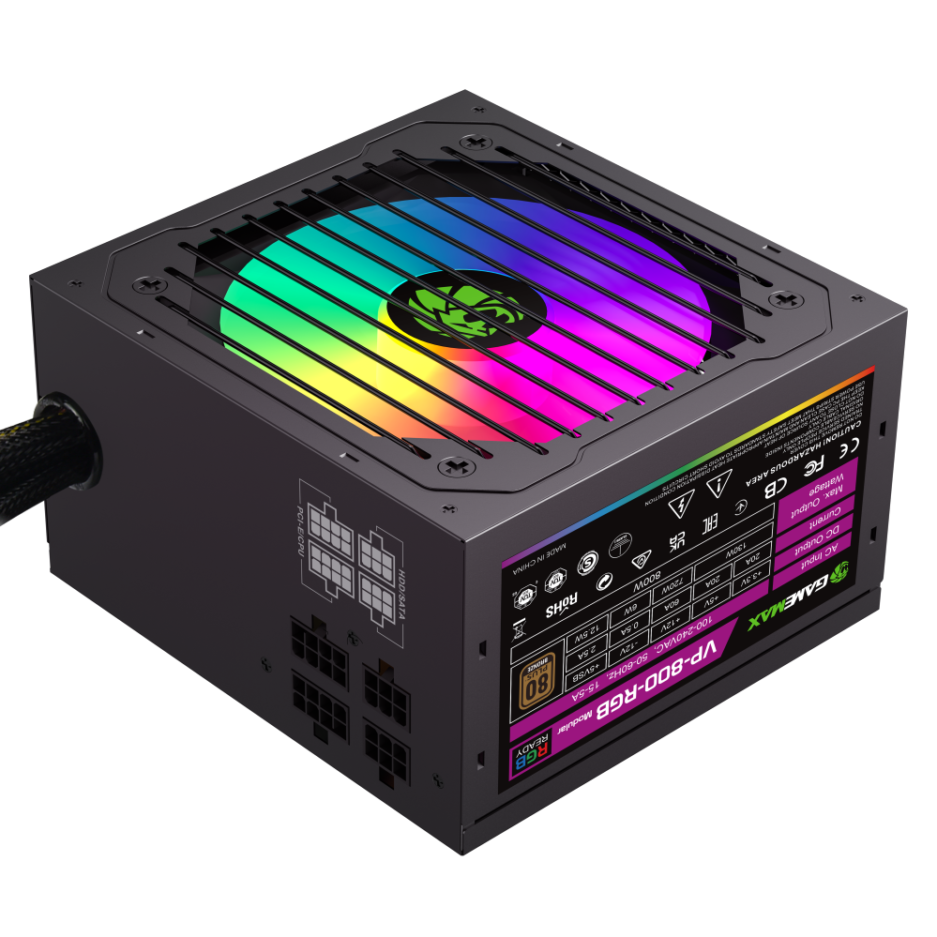 Fuente de Poder Gamemax Semi-Modular VP-800W 80 Plus Bronze RGB