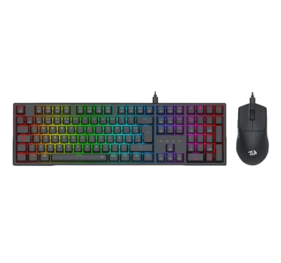 Combo Mecánico Teclado + Mouse Redragon Gaming Essentials 100% RGB Switch RED Conexión USB Color Black