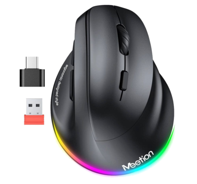 Mouse Ergonómico Meetion BTM010R Conexión Wireless-bt-recargable Incluye Adaptador Tipo c Color Black