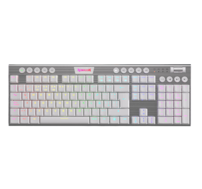 Teclado Redragon Mecánico Horus MODELO:K618W-RGB Switch RED Color White