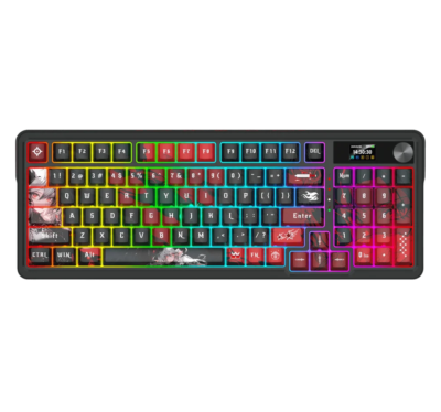 Teclado Mecánico Redragon K719GF Artemis PRO RGB Pantalla LCD Conexión Bt/wireless/cable Color Black/red