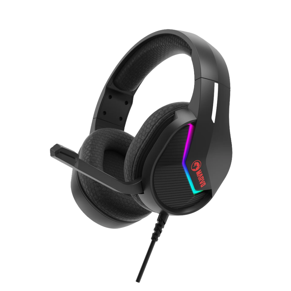 Headset Marvo Scorpion H8618BK Conexión Usb+control de Volumen Color Black RGB