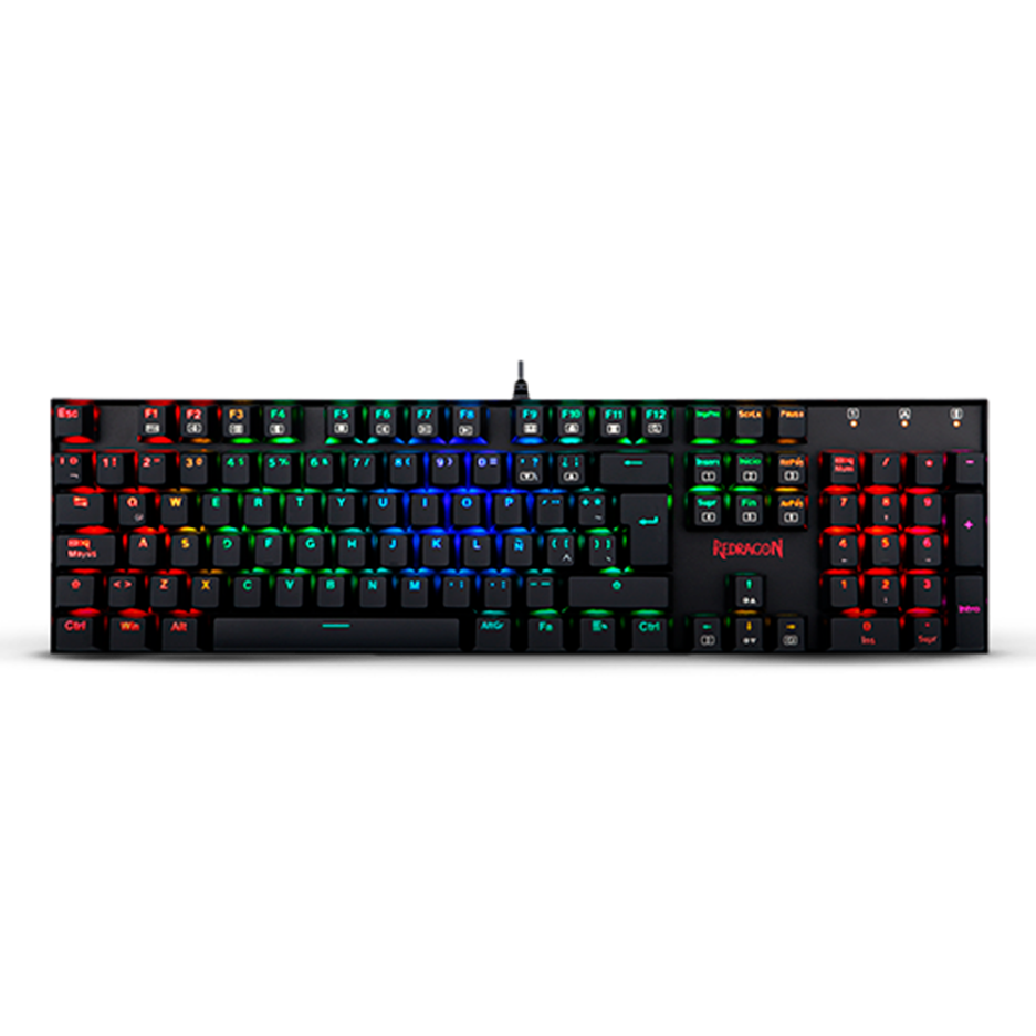Teclado Mecánico Redragon Mitra 100% RGB Switch RED Conexión USB Color Black
