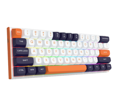 Teclado Mecánico Redragon Fidd K683WBO 60% RGB Switch Magnéticos Conexión USB Color Black/wh/naranja