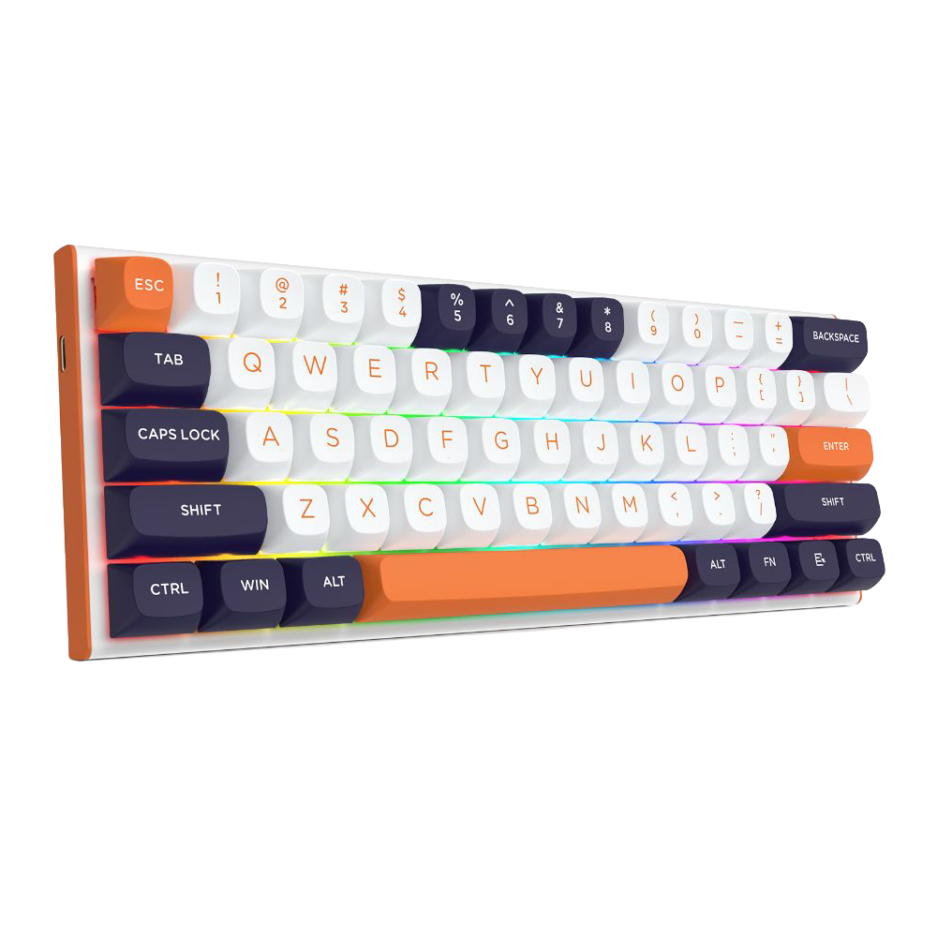 Teclado Mecánico Redragon Fidd K683WBO 60% RGB Switch Magnéticos Conexión USB Color Black/wh/naranja