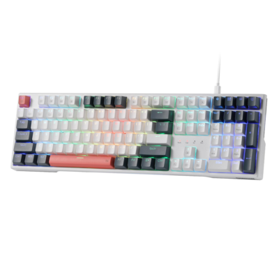Teclado Mecánico Redragon Trundle K668WBO 100% RGB Switch RED Conexión USB Color Black/white
