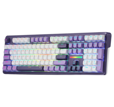 Teclado Mecanico Redragon Antonium PRO 108 K745WP RGB 100% Switch Linear Conexión Wireless-bt-cable Color White-purple