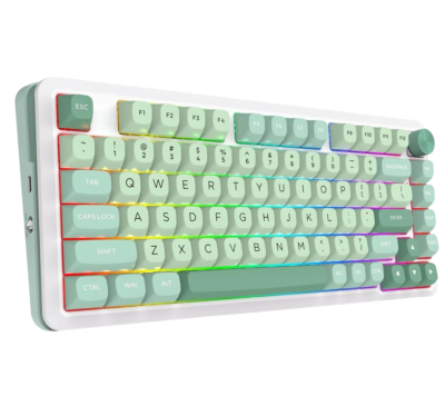 Teclado Mecanico Redragon Cyrus PRO RDK681CGC 75% RGB Switch Cream Conexión Wireless/bt/cable Usb-c Color White/green