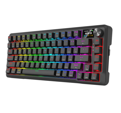 Teclado Mecanico Redragon Beremoth PRO K724RGB-PRO 75% Display LCD Switch Linear Conexion BT/2.4G/USB-C Color Black