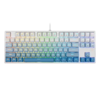 Teclado Mecánico Redragon RDK645W-GB-RGB Cass 75% Switch Blue Conexión USB Color White