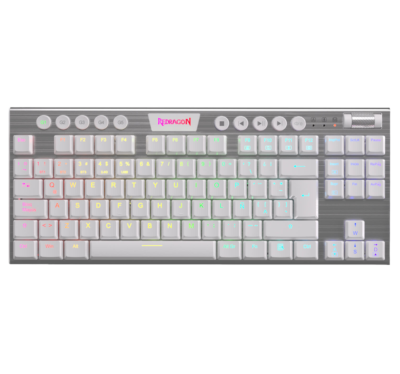Teclado Redragon Mecánico Horus TKL MODELO:K621W-RGB Switch RED Color White