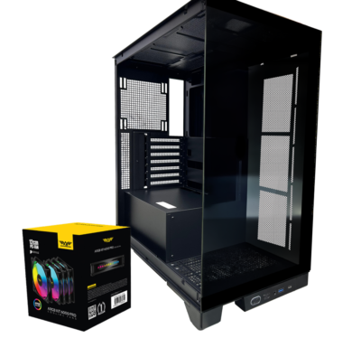 Case Armaggeddon Aquaron Xtreme E-atx Color Black ( Con kit de 4 Fans ARGB)